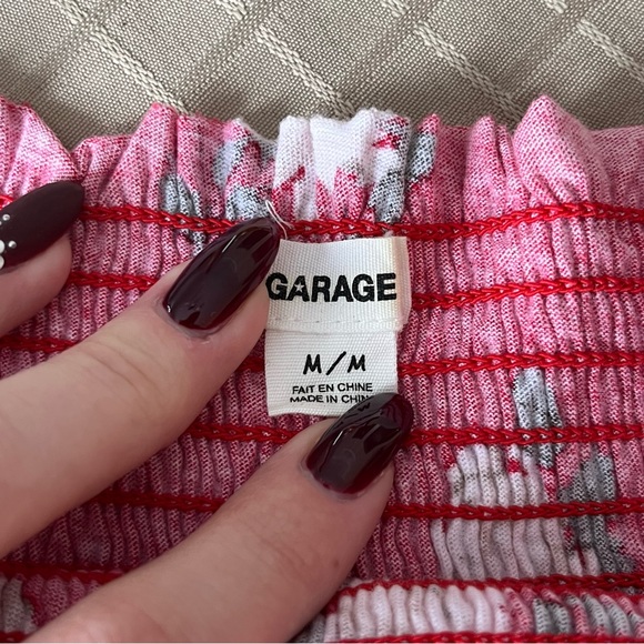 Garage Red Floral Smocked Tube Top - Picture 3 of 4